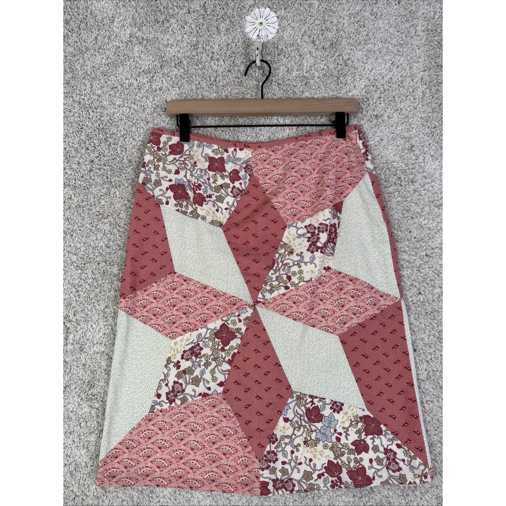 Beth Bowley Size 8 Pink Floral Quilt Patch Lined Skirt